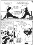 anthro black_and_white breasts clothed clothing comic dialogue english_text female james_m_hardiman male mammal mephitid monochrome natasha_(jmh) nude onyx_(jmh) simple_background skunk text traditional_media_(artwork)