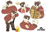 5_fingers anthro biped clothed clothing fingers fire hat headgear headwear male open_mouth open_smile smile solo anjing_kampuss eastwind studio_chipcoat oswald_(eastwind) bear giant_panda mammal hi_res