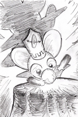 anthro big_ears clothing crystal_ball female fortune_telling front_view hat headgear headwear magic raised_arm shadow solo toony batty_(artist) monstro_village sinch_o'reille mammal murid murine rodent 2020 hi_res monochrome traditional_media_(artwork)