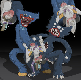 anal anal_penetration anthro ball_sniffing balls blue_body blue_fur bodily_fluids cum cum_inside cum_on_face cum_overflow erection fellatio fur genital_fluids genitals group group_sex hair holding_partner interspecies killy_willy male male/male male_penetrated male_penetrating male_penetrating_male mask nude open_mouth oral oral_penetration penetration penile penis prehensile_penis rabbit_mask sex sharp_teeth simple_background size_difference smile sniffing spitroast tail teeth threesome tongue tongue_out trio white_body white_fur fuf mob_entertainment poppy_playtime huggy_wuggy raaf_helder_(character) animate_inanimate arctic_wolf canid canine canis humanoid living_toy mammal monster wolf wuggy_(poppy_playtime) absurd_res digital_drawing_(artwork) digital_media_(artwork) hi_res