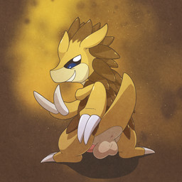 anthro anus backsack balls butt butt_focus claws feral finger_claws genitals long_claws looking_at_viewer looking_back looking_back_at_viewer male multicolored_body penis solo spikes spikes_(anatomy) tail toothy_smile two_tone_body yellow_body argon_vile nintendo pokemon generation_1_pokemon mammal pokemon_(species) sandslash 1:1 hi_res