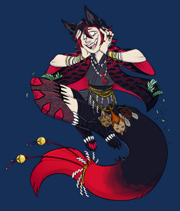 accessory animal_ears bell black_body black_bottomwear black_clothing black_fur black_hair black_shorts bottomwear bracelet claws clothed clothing eyelashes feet fingernails fully_clothed fur furgonomics hair highlights_(coloring) hindpaw jacket jewelry jingle_bell leaf male nails necklace open_mouth open_smile pawpads paws pink_tongue red_body red_fur red_highlights red_pawpads sharp_teeth shorts shrunken_head simple_background smile solo tail tail_accessory teeth toe_claws tongue topwear transparent_background ed_mortis animal_humanoid canid canid_humanoid canine canine_humanoid fox_humanoid humanoid mammal mammal_humanoid 2019 alpha_channel cel_shading digital_drawing_(artwork) digital_media_(artwork) full-length_portrait hi_res portrait shaded