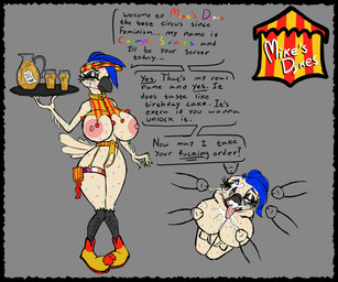 anthro beak big_breasts blue_hair bodily_fluids breasts chastity_belt chastity_device collar condom cum cum_in_mouth cum_inside cum_on_face disembodied_penis female forced gangbang genital_fluids genitals group group_sex hair homophobia homophobic_slur lesbian_correction lesbian_pride_colors lgbt_pride looking_at_viewer male male/female nipples non-mammal_breasts non-mammal_nipples non-mammal_vulva penis pride_colors profanity questionable_consent sex sex_slave sexual_barrier_device slave text urine urine_in_cup vulva watersports serpenteats creampie_sprinkles_(serpenteats) avian bird 6:5 absurd_res english_text hi_res
