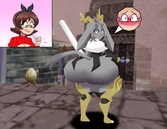 anthro antlers before_and_after big_butt blush bodily_fluids breasts brown_hair butt diamond_eyes diamond_pupils eyewear female fur glasses glitch glitch_effect grey_body grey_fur hair horn human_to_anthro open_mouth outside screencap screencap_background solo species_transformation standing style_change style_emulation surprised sweat tail transformation flybeeth pseudoregalia sybil_(pseudoregalia) bovid caprine goat human hybrid jackalope lagomorph leporid mammal rabbit 2024 digital_media_(artwork) hi_res