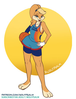 3_toes :3 anthro athletic_wear ball barefoot basketball_(ball) basketball_uniform blonde_hair bottomwear buckteeth chest_tuft clothing eyelashes feet female fur gloves gym_bottomwear gym_shorts hair handwear open_:3 paws pink_nose plantigrade shirt shorts solo sportswear tan_body tan_fur tank_top teeth text text_on_clothing text_on_shirt text_on_tank_top text_on_topwear toes topwear tuft tune_squad_outfit tune_squad_outfit_(2021) uniform white_clothing white_gloves white_handwear wolfpsalm looney_tunes space_jam space_jam:_a_new_legacy warner_brothers lola_bunny lagomorph leporid mammal rabbit 2021 digital_media_(artwork) english_text hi_res url