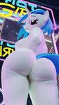 anthro anthrofied big_breasts big_butt blue_hair blue_tail breasts bubble_butt butt butt_focus curvy_figure detailed_background eyelashes female fur genitals hair horn huge_breasts huge_butt inside long_tail looking_at_viewer looking_back looking_back_at_viewer multicolored_hair neon_sign nightclub nude presenting presenting_hindquarters pussy rear_view red_eyes sign solo tail thick_thighs two_tone_hair two_tone_tail voluptuous white_body white_fur wide_hipped_female wide_hips floppyhuman friendship_is_magic hasbro my_little_pony mythology vinyl_scratch_(mlp) equid equine mammal mythological_creature mythological_equine unicorn 2023 3d_(artwork) 4k 9:16 absurd_res blender_(artwork) digital_media_(artwork) hi_res