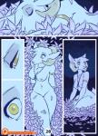 anthro bovid breasts caprine comic curved_horn featureless_crotch female fur gloria_(zummeng) goat hi_res horn lying mammal navel night nipples nude outside sky smooth_horn solo star starry_sky white_body white_fur wide_hips yellow_eyes zummeng