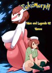 anthro back_to_back blue_nipples breasts brown_eyes brown_hair clothing duo eyelashes female female/female footwear hair hat headgear headwear holding_breast looking_at_viewer nipples shirt shoes topwear bernardol22 nintendo pokemon generation_3_pokemon human latias legendary_pokemon mammal pokemon_(species) absurd_res comic hi_res