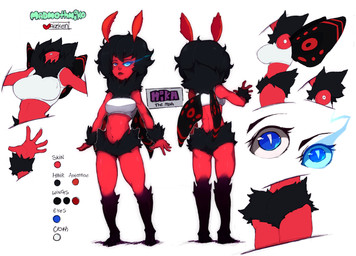 antennae_(anatomy) arm_tuft biped black_hair black_wings blue_eyes bottomless breasts close-up clothed clothing color_swatch crop_top cross_section crotch_tuft eye_mist eyelashes female front_view frown fur glowing glowing_eyes hair humanoid_hands insect_wings leg_markings leg_tuft lepidopteran_wings markings medium_breasts midriff multiple_poses navel neck_tuft pose pseudo_clothing rear_view red_body red_spots red_stripes red_wings shirt short_hair shoulder_tuft side_view simple_background slim small_waist socks_(marking) solo spots spotted_wings standing striped_wings stripes text topwear tuft two_tone_wings white_background white_clothing wings maiz-ken mika_(mikothemoth) animal_humanoid arthropod arthropod_humanoid humanoid insect insect_humanoid lepidopteran lepidopteran_humanoid moth moth_humanoid 2015 absurd_res character_name digital_media_(artwork) english_text hi_res model_sheet