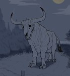 bone female feral field light moonlight nightime scary skull skull_head solo teats udders snakedakyoot thickskull_(snakedakyoot) bovid bovine cattle demon mammal hi_res