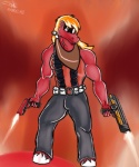 anthro anthrofied beard clothing eyewear facial_hair gun handgun male pistol plow_yoke ranged_weapon shirt solo sunglasses topwear weapon vanqueza duke_nukem_(series) friendship_is_magic hasbro my_little_pony big_macintosh_(mlp) duke_nukem earth_pony equid equine horse mammal pony 2012 5:6 absurd_res crossover hi_res