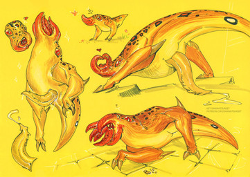 2_toes animal_genitalia biped bipedal_feral bodily_fluids claws face_tentacles feet feral genital_slit genitals heart_symbol male multicolored_body penile_spines penis red_sclera solo tapering_penis tentacles text toes two_tone_body xen_(half-life) ket-dawnatsunset half-life valve valve_corporation bullsquid xen_creature hi_res url