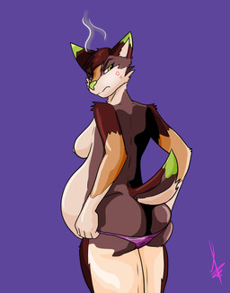 angry anthro big_butt breasts butt clothing clothing_pull cross-popping_vein female green_eyes green_nipples green_nose looking_at_viewer looking_back nipples panties panty_pull pregnant solo standing underwear underwear_pull darthagan jamie_(mistah_novikov) canid canine canis coyote mammal absurd_res hi_res