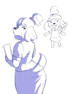 anthro bell big_butt black_eyes black_nose bottomwear butt cardigan chibi closed_smile clothing dipstick_tail eyebrow_through_hair eyebrows female floppy_ears front_view gesture hair half-closed_eyes holding_object holding_paper looking_at_viewer looking_back looking_back_at_viewer markings mouth_closed multiple_styles narrowed_eyes open_mouth open_smile paper pencil_skirt rear_view simple_background skirt smile smiling_at_viewer snout solo tail tail_markings tied_hair translucent translucent_hair waving waving_at_viewer white_background crispymoldbro animal_crossing nintendo isabelle_(animal_crossing) canid canine canis domestic_dog mammal shih_tzu toy_dog 2026 black_and_white guide_lines hi_res monochrome sketch
