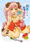 2013 anthro blush bovid breasts caprine clothed clothing comic cover domestic_sheep english_text female fur hair horn japanese_text kemono looking_at_viewer mammal setouchi_kurage sheep smile solo text translated