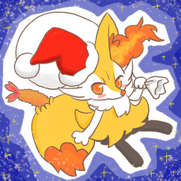 ambiguous_anthro ambiguous_gender anthro biped blush christmas_clothing christmas_headwear clothing digitigrade dipstick_tail food front_view hat hat_on_ear headgear headwear high-angle_view holding_bag holidays looking_at_viewer markings object_in_tail outline santa_hat shrimp_(food) simple_background snout solo tail tail_markings annyui0611 christmas nintendo pokemon braixen canid generation_6_pokemon mammal pokemon_(species) 1:1 2021 colored digital_drawing_(artwork) digital_media_(artwork) full-length_portrait hi_res japanese_description portrait translated_description