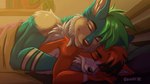 anthro cuddling duo ebb_owo flow_owo love male male/male morning romantic romantic_couple deworse ebb flow canid canine canis fox hybrid mammal wolfdog 16:9 hi_res widescreen