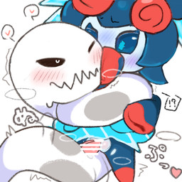 2_penises animal_genitalia animal_penis bestiality black_sclera blue_blush blue_body blue_eyes blue_sclera blush body_blush censor_bar censored_genitalia censored_penis censored_vulva coiling duo eye_contact female female_humanoid female_on_feral feral front_view genitals grey_body hemipenes humanoid_on_feral interrobang jagged_mouth leg_markings looking_at_another male male/female male_feral male_on_humanoid markings multi_genitalia multi_penis multicolored_body one_eye_closed onomatopoeia penis prodding red_body serpentine shaking socks_(marking) sound_effects spots spotted_body text tremble_spikes trembling two_tone_body vulva vulva_blush watery_eyes white_body wide_eyed purupuwa ponos_corp. the_battle_cats blizana_(the_battle_cats) snache_(the_battle_cats) humanoid 1:1 2026 cel_shading censored digital_drawing_(artwork) digital_media_(artwork) hi_res japanese_text shaded