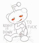 ambiguous_gender female genitals looking_at_viewer mascot presenting profanity pussy simple_background sitting solo text what white_background why i_like_reddit_snoo reddit snoo humanoid digital_media_(artwork) english_text