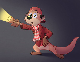 4_fingers anthro backwards_baseball_cap backwards_hat baseball_cap bottomless clothed clothing featureless_crotch fingers flashlight fur gradient_background hat headgear headwear light male open_mouth red_clothing red_topwear scarf simple_background solo topwear winter_clothing year kipper_snax vtuber chester_the_otter mammal mustelid otter 2020 digital_media_(artwork) signature