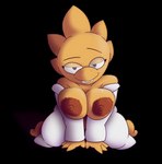 anthro areola bare_shoulders bedroom_eyes big_areola big_breasts breasts brown_areola brown_nipples clothing coat eyewear female glasses lab_coat looking_at_viewer narrowed_eyes nipples seductive short_stack smile smiling_at_viewer solo topwear yellow_body fuzefurry undertale undertale_(series) alphys scalie absurd_res alpha_channel hi_res