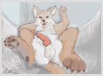 animal_genitalia animal_penis anthro balls canine_genitalia canine_penis erection genitals knot male nude paws penis solo tail toffee_(artist) unknown_artist canid canine canis domestic_dog herding_dog mammal pastoral_dog welsh_corgi low_res