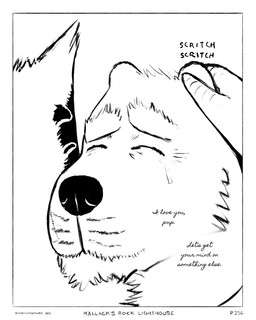 anthro black_nose bodily_fluids border dialogue duo eyebrows facial_scar i_love_you male markings scar scratching scratching_ear simple_background smile tears tenderness text thick_eyebrows whisker_markings white_background white_border sharkinthepark maccaw_(sharkinthepark) macleish_(sharkinthepark) avian bird canid canine canis domestic_dog mammal owl 2024 4:5 absurd_res black_and_white comic english_text hi_res monochrome