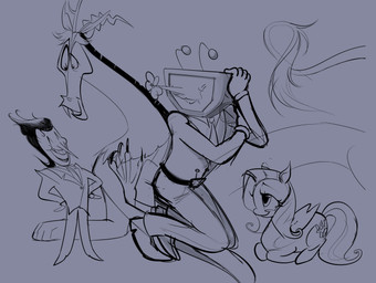 blue_background duo electronics for_a_head lying male on_front screen screen_face simple_background smile television wings 4nikitty deltarune friendship_is_magic hasbro my_little_pony mythology undertale_(series) discord_(mlp) fluttershy_(mlp) spamton_g._spamton tenna_(deltarune) addison_(deltarune) chimera darkner draconequus equid equine horse humanoid mammal mythological_creature mythological_equine object_head pegasus pony screen_head tv_head absurd_res blue_monochrome crossover hi_res monochrome sketch