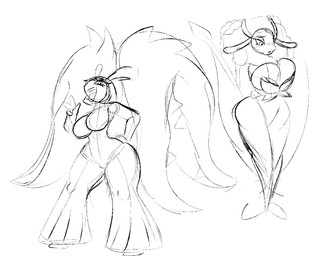 big_breasts biped breasts cleavage clothed clothing duo eyebrows eyelashes featureless_breasts featureless_crotch female gesture hand_gesture hand_on_hip nude open_mouth open_smile plant pupils sharp_teeth simple_background smile standing teeth tongue tongue_out v_sign white_background white_sclera wide_hips latiar nintendo pokemon elemental_creature flora_fauna florges generation_6_pokemon humanoid mega_evolution mega_mawile pokemon_(species)