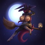 1:1 2019 anthro areola avinz big_breasts biped breasts broom broom_riding candle cleaning_tool clothing equid equine female flying full_moon hair halloween hand_behind_head hat headgear headwear holidays hooves horse huge_breasts lit_candle magic_user mammal moon night nipples nude signature sky solo star star_(avinz) starry_sky witch witch_hat year