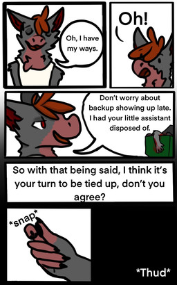anthro blood bodily_fluids clothed clothing fur gore male simple_background solo text crackers(crackersdafloof) droogle 5:8 comic english_text hi_res