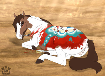 animal_genitalia animal_vulva anus big_butt bodypaint brush butt equine_genitalia equine_vulva face_paint female feral genitals hair holding_object hooves horse_tail looking_at_viewer paint paintbrush painting_(action) painting_(object) painting_body painting_self simple_background smile solo tail vulva white_body barndog equid equine horse mammal pony hi_res