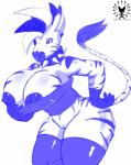 anthro areola big_areola big_breasts biped bottomless breasts clothed clothing clothing_pull female flashing genitals huge_breasts huge_thighs legwear nipples pussy shirt shirt_pull simple_background solo standing thick_thighs thigh_highs topwear topwear_pull white_background juandelcoyote.inc equid equine mammal zebra absurd_res blue_and_white hi_res monochrome