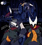 anthro anus arthropod_abdomen blush bodily_fluids clothing dialogue drooling duo exclamation_point female forced genitals holding_partner male male/female penis pussy rape saliva sex surprised_expression sweat text torn_clothing scepticskeptic hollow_knight team_cherry hornet_(hollow_knight) the_infection_(hollow_knight) arthropod insect english_text hi_res