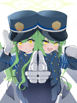 blue_clothing blue_hat blue_headwear bottomwear clothing cute_fangs fangs female female_humanoid gloves green_hair hair halo handwear hat headgear headwear heart_tail legwear open_mouth pantyhose pointy_ears prick_ears shorts skirt tail teeth whistle_(object) white_clothing white_gloves white_handwear white_legwear white_pantyhose yellow_eyes young young_female young_humanoid wet_(artist) blue_archive hikari_(blue_archive) nozomi_(blue_archive) demon demon_humanoid humanoid tailed_humanoid 3:4 hi_res