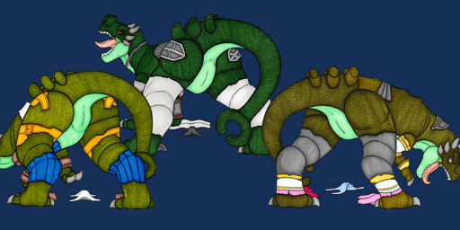 2_fingers after_transformation angry anus armor belt big_butt black_clothing black_panties black_underwear blue_clothing blue_eyes blue_panties blue_sclera blue_underwear bottomwear bracers butt claws clothing digitigrade fangs feet female feral fingers genitals green_body green_scales grey_claws group horn implied_transformation leggings legwear long_neck long_tail long_tongue looking_at_viewer mostly_nude non-mammal_vulva open_mouth panties pink_bottomwear pink_clothing pink_skirt presenting presenting_hindquarters pupils rear_view red_eyes scales sharp_teeth side_view simple_background skirt slit_pupils snout speckled_body standing tail tassels teeth toe_claws tongue torn_clothing torn_leggings torn_legwear torn_panties torn_underwear transparent_background trio underwear vulva white_clothing white_eyes white_panties white_underwear ivanks final_fantasy final_fantasy_xii square_enix ashelia_b'nargin_dalmasca fran_(final_fantasy) penelo dinosaur prehistoric_species reptile scalie absurd_res alpha_channel hi_res
