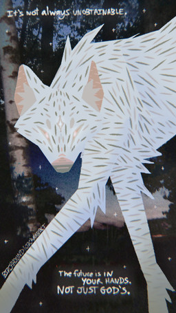 ambiguous_gender birch birch_tree cosmic_background dialogue feral fur glowing glowing_eyes looking_at_viewer photobashing plant religion sky solo star starry_background starry_sky talking_to_viewer text tree walking white_body white_fur jackrabbit_(artist) birchhound_(jackrabbit) canid canine hybrid mammal maned_wolf monster spirit 9:16 digital_media_(artwork) english_text hi_res ibispaint_(artwork) mixed_media photography_(artwork) shaded signature