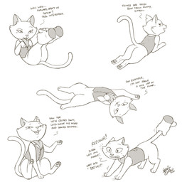 ambiguous_gender butt clothed clothed_feral clothing dialogue disembodied_hand duo featureless_crotch feet female feral foot_grab humanoid_hands looking_at_viewer lying on_back on_front seductive simple_background sitting tail tail_pull talking_to_viewer text topwear vest white_background nekostar infinity_train samantha_(infinity_train) domestic_cat felid feline felis mammal 2025 english_text greyscale hi_res monochrome signature