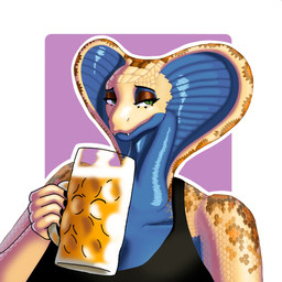 alcohol anthro beer beer_mug beverage clothed clothing container cup female green_eyes holding_container holding_cup holding_object mug outline smile snake_hood solo tail white_outline pivoiacher eva_(pivoiacher) reptile scalie snake 1:1 digital_drawing_(artwork) digital_media_(artwork) hi_res