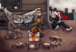 anthro birthday clothed clothing crowbar eyewear gift glasses group gun handgun hat headgear headwear hev_suit male party_hat pistol ranged_weapon tail tools topless weapon discosmackdown half-life ratchet_and_clank sony_corporation sony_interactive_entertainment valve gordon_freeman headcrab human kangaroo lombax macropod mammal marsupial