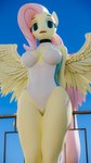 anthro biped breasts clothing eyelashes feathered_wings feathers female front_view hair looking_at_viewer nipple_outline nude one-piece_swimsuit open_mouth outside pink_hair pupils solo swimwear thick_thighs wings yellow_body vladichslg friendship_is_magic hasbro my_little_pony mythology fluttershy_(mlp) equid equine mammal mythological_creature mythological_equine pegasus 3d_(artwork) 4k 9:16 absurd_res digital_media_(artwork) hi_res