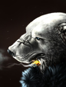 anthro black_nose cigar cigar_in_mouth facial_scar fur looking_aside male object_in_mouth scar simple_background smoke snout snout_scar snow snowing solo white_body white_fur blackpassion777 bear mammal polar_bear ursine 2010 3:4 headshot_portrait portrait