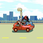 anthro big_breasts big_butt bikini bone breasts butt car clothed clothing driving duo eyewear female looking_at_viewer male skeleton sunglasses swimwear twerking two-piece_swimsuit undertale_series vehicle storybound grand_theft_auto_vi undertale undertale_(series) papyrus_(undertale) undyne animal_humanoid fish fish_humanoid humanoid marine marine_humanoid monster animated digital_media_(artwork) pixel_(artwork) pixel_animation