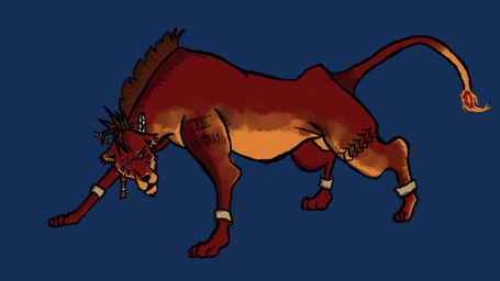 feral male solo jaydaygecko final_fantasy final_fantasy_vii square_enix red_xiii canid canine mammal 16:9 alpha_channel hi_res widescreen