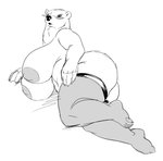 anthro areola big_breasts big_butt breasts butt claws clothed clothing eyewear feet female fur glasses huge_breasts lingerie mostly_nude natural_breasts nipples paws sagging_breasts simple_background solo thick_thighs toe_claws nibhaaz bear mammal polar_bear ursine digital_drawing_(artwork) digital_media_(artwork) monochrome