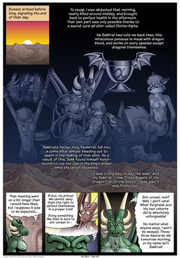 all_fours anthro athletic athletic_anthro athletic_male biceps blood bodily_fluids bound chain chained cheek_tuft clothed clothing dialogue eyes_closed facial_tuft fur gag gagged green_body green_scales group hair horn inside looking_at_viewer male mountain mouth_closed muscular muscular_anthro muscular_male navel nipples open_mouth profanity robe sad scales scar skinny sky speech_bubble sunset sweat tail tears teeth text thought_bubble tuft wings worried wounded geminisaint mythology farin k'horr king_raohk'ral ra'ghalek sekk'ral vrekkias canid canine dragon fox mammal mythological_creature mythological_scalie scalie english_text hi_res story