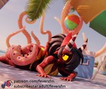 ball beach_ball beach_umbrella big_butt bikini black_hair breasts butt clothing female fingers glistening glistening_tentacles hair horn inflatable not_furry parasol solo swimwear tentacles text two-piece_swimsuit yellow_sclera feversfm helluva_boss sallie_may_(helluva_boss) sallie_may_(valorlynz) demon humanoid imp 2024 3d_(artwork) digital_media_(artwork) hi_res url trans_(lore) trans_woman_(lore)