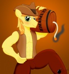 anthro anthrofied barrel clothing cowboy_hat fuse green_eyes hair hat headgear headwear male orange_hair powder_keg smile solo ponyboom friendship_is_magic hasbro my_little_pony braeburn_(mlp) earth_pony equid equine horse mammal pony hi_res