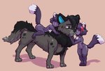 anthro black_body black_eyes black_fur clone dipstick_tail feral fur group hair hermes_(ralekk) hug love markings purple_body purple_fur purple_hair purple_tail tail tail_markings tuft white_tail_tip white_tuft kehto canid canine fox mammal hi_res