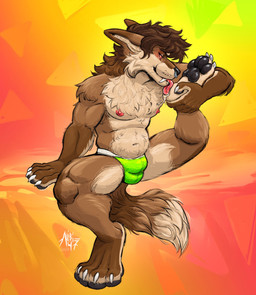 anthro armpit_tuft auto_foot_lick belly brown_body brown_fur brown_hair bulge cheek_tuft claws clothed clothing countershading dipstick_tail facial_piercing facial_tuft fangs feet fluffy fluffy_tail foot_fetish foot_grab foot_lick fur green_clothing green_jockstrap green_underwear hair jockstrap jockstrap_only licking looking_at_viewer male markings medium_hair navel nipples nose_piercing nose_ring pawpads piercing pink_nipples raised_leg red_sclera ring_piercing self_lick sitting solo tail tail_markings tan_body tan_fur teeth tongue topless tuft underwear underwear_only whisker_spots whiskers white_claws alibi_47 canid canine canis coyote mammal 2026 colored_sketch dated hi_res signature sketch